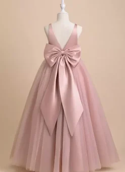 Robes de fille de fleur de mariage Robes d'occasion spéciale Ivoire Ceinture sans manches
