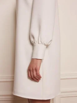 Robes de mariée blanches robe mariage civil col carré manche longue longuer au dessus de genoux