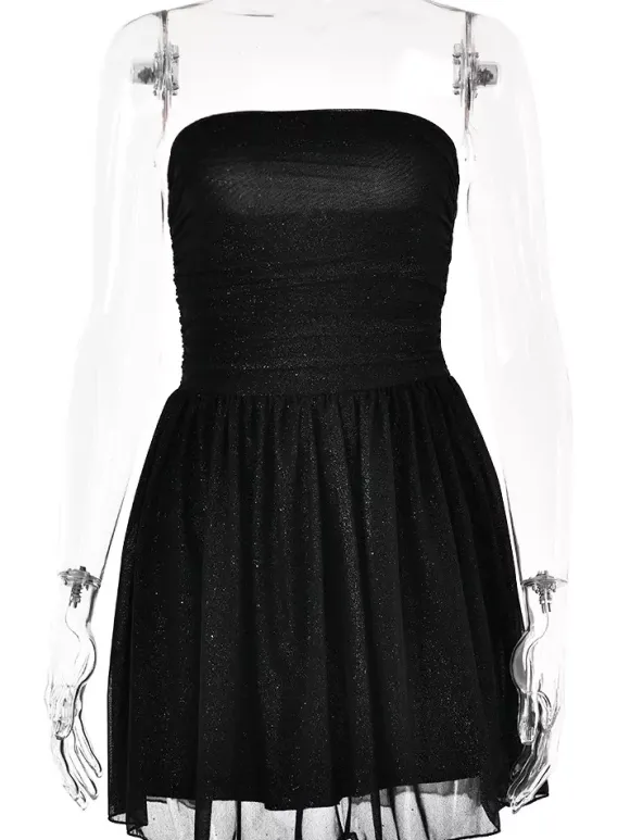 Robes De Soirée Courte Robe Semi-Formelle Sans Bretelles Avec N艙uds En Tulle