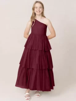 Robes de soirée de mariage Belles enfants robe de soirée sociale mariage robe de fille de fleur de mariage robes de fille de fleur sans manches à plusieurs niveaux gris clair
