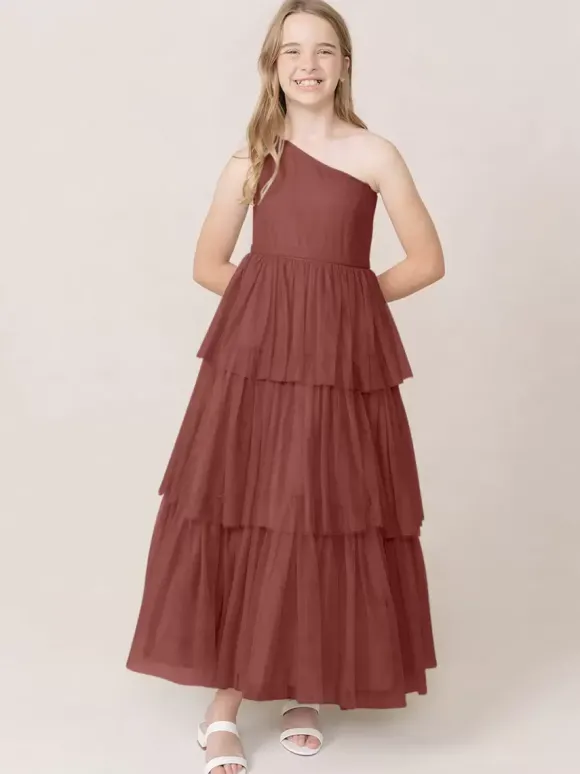 Robes de soirée de mariage Belles enfants robe de soirée sociale mariage robe de fille de fleur de mariage robes de fille de fleur sans manches à plusieurs niveaux gris clair