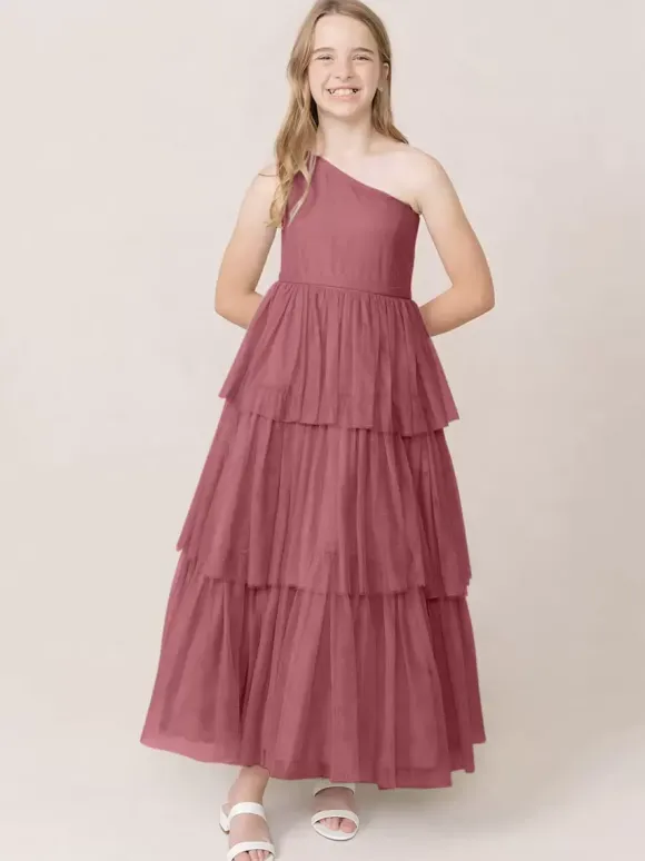 Robes de soirée de mariage Belles enfants robe de soirée sociale mariage robe de fille de fleur de mariage robes de fille de fleur sans manches à plusieurs niveaux gris clair