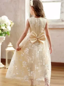 Robes de soirée de mariage Robes de demoiselle d'honneur bon marché Robe de soirée sociale pour enfants Robe de demoiselle d'honneur de mariage Robes de demoiselle d'honneur sans manches