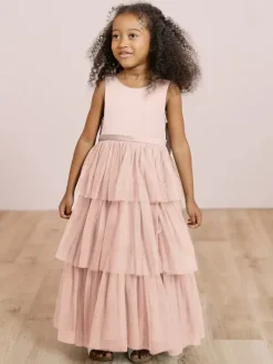 Robes de soirée de mariage robes de dîner doux de mariage robe de fille de fleur robes de fille de fleur sans manches arcs à plusieurs niveaux bleu vert