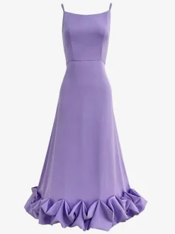 Robes de soirée Lilas à Bretelles Plissée Sans Manches Couches Robe Semi-Formelle