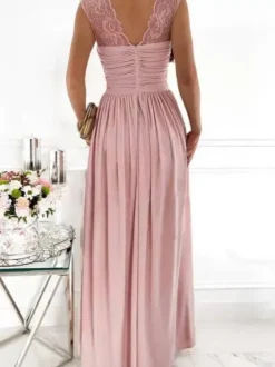 Robes De Soirée Robe Semi-formelle Fendue Sans Manches À Col En C艙ur Abricot