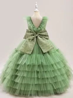 Robes à fleurs blanches pour filles robes pour occasions spéciales en Tulle blanc sans manches col en V robes à fleurs pour filles
