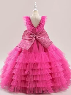 Robes à fleurs blanches pour filles robes pour occasions spéciales en Tulle blanc sans manches col en V robes à fleurs pour filles