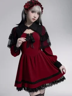 Robes gothiques Lolita avec n艙uds et volants Blanc Blanc