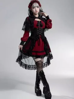 Robes gothiques Lolita avec n艙uds et volants Blanc Blanc
