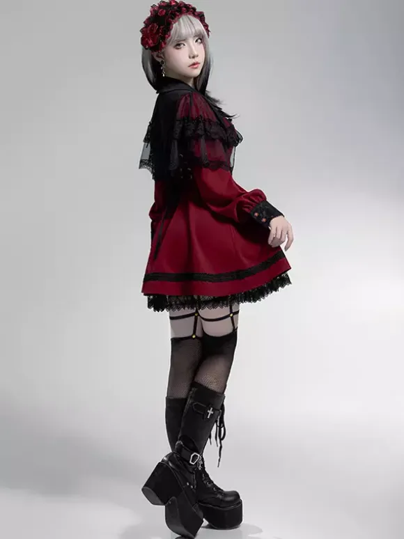 Robes gothiques Lolita avec n艙uds et volants Blanc Blanc