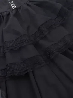 Robes Gothiques Lolita Dentelle Volants Noir Noir