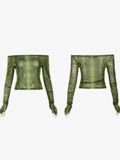 Robes Gothiques Lolita Imprimé Python Vert Noir