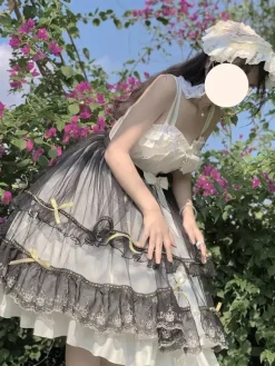 Robes Gothiques Lolita N艙uds Volants Noir Couches
