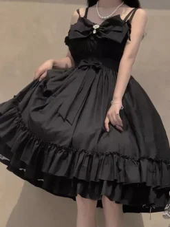 Robes Gothiques Lolita N艙uds Volants Noir Couches