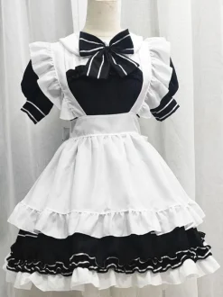 Robes Gothiques Lolita Volants N艙uds Noir Style de Bonne