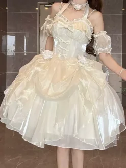 Robes Gothiques Lolita À Volants N艙uds Noirs Robe De Princesse Lolita JSK