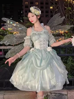 Robes Gothiques Lolita À Volants N艙uds Noirs Robe De Princesse Lolita JSK