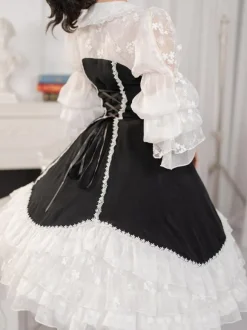 Robes Gothiques Lolita Volants Noir