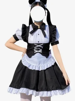 Robes Gothiques Lolita Volants N艙uds Noir Noir