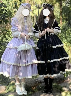 Robes Lolita Gothiques N艙uds Volants Violet Violet