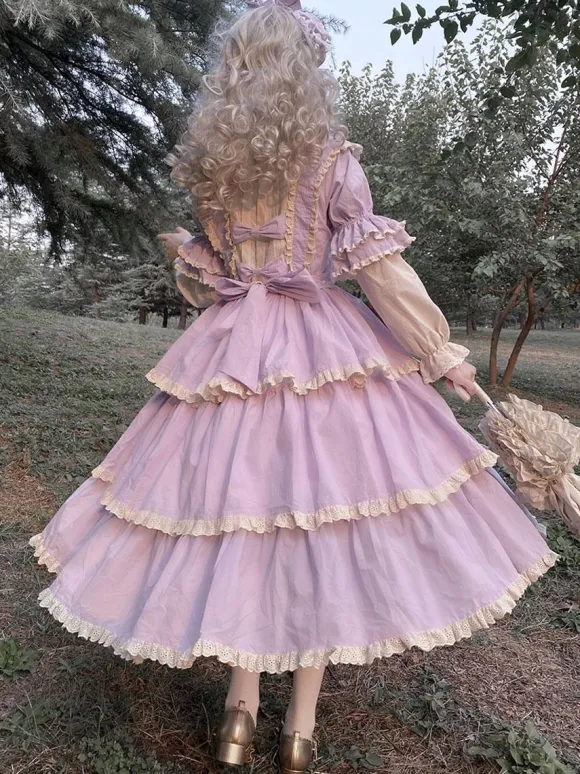 Robes Lolita Gothiques N艙uds Volants Violet Violet