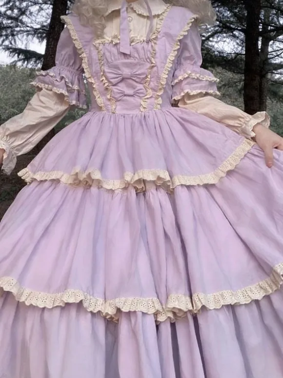 Robes Lolita Gothiques N艙uds Volants Violet Violet