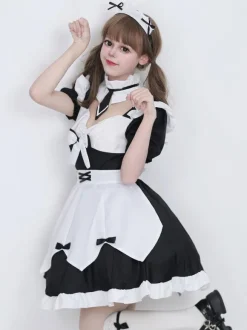 Robes Lolita Gothiques Volants N艙uds Noir Mignonne