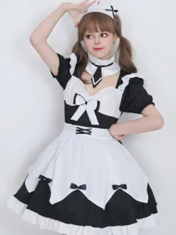 Robes Lolita Gothiques Volants N艙uds Noir Mignonne