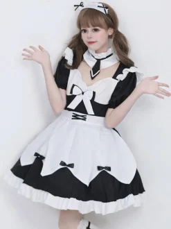 Robes Lolita Gothiques Volants N艙uds Noir Mignonne
