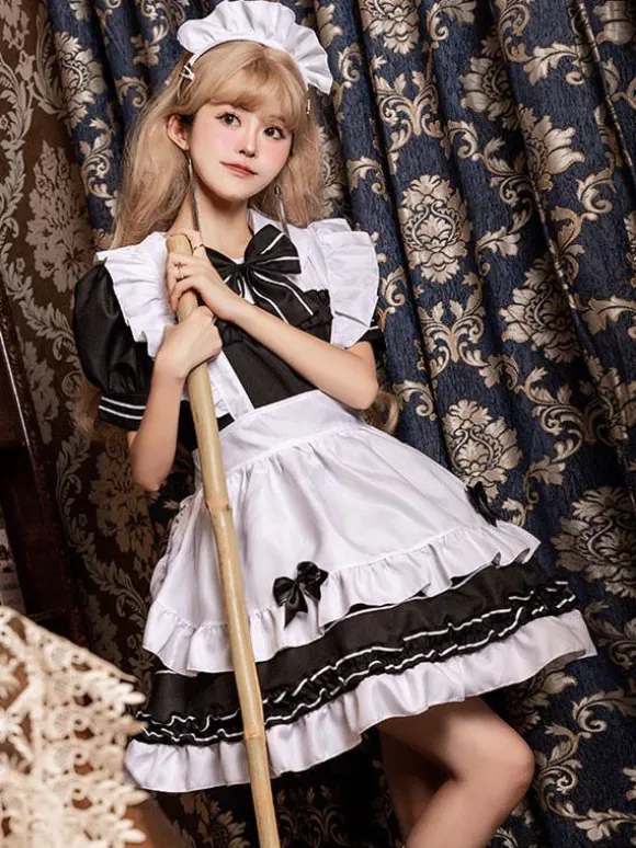 Robes Lolita Gothiques Volants N艙uds Noir Noir