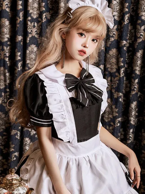 Robes Lolita Gothiques Volants N艙uds Noir Noir