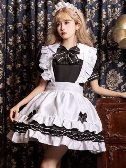 Robes Lolita Gothiques Volants N艙uds Noir Noir