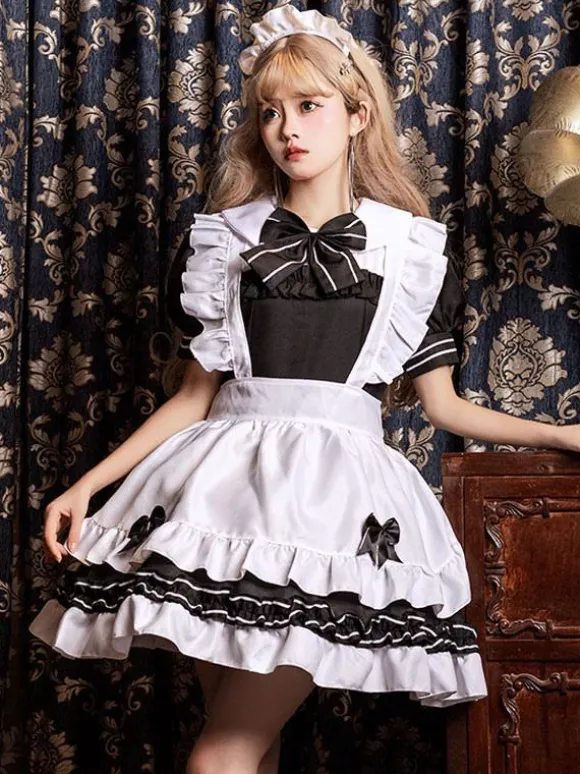 Robes Lolita Gothiques Volants N艙uds Noir Noir