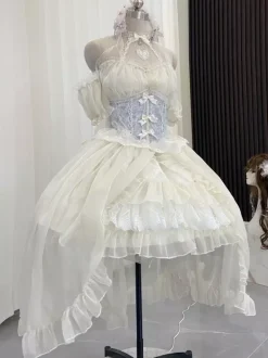 Robes Lolita Tea Party Style Jupe Lolita Dentelle Manches Courtes Bleu Ciel Clair