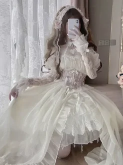 Robes Lolita Tea Party Style Jupe Lolita Dentelle Manches Courtes Bleu Ciel Clair