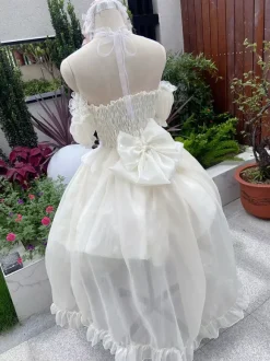 Robes Lolita Tea Party Style Jupe Lolita Dentelle Manches Courtes Bleu Ciel Clair