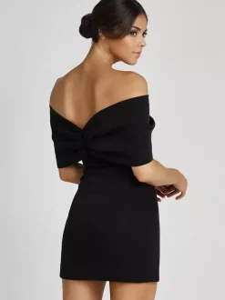 Robes moulantes dos nu replié robes de soirée mini en noir