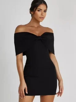 Robes moulantes dos nu replié robes de soirée mini en noir