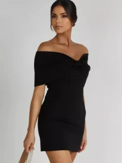 Robes moulantes dos nu replié robes de soirée mini en noir