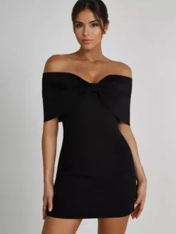 Robes moulantes dos nu replié robes de soirée mini en noir