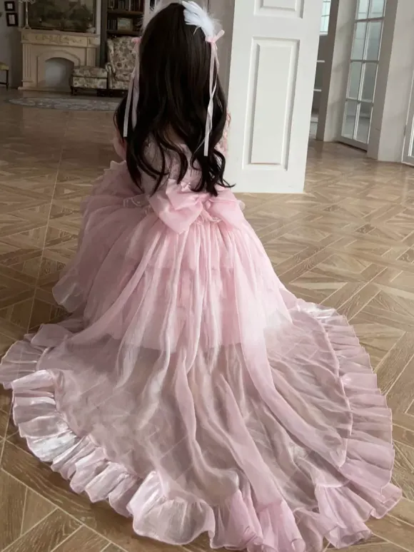 Robes Sweet Lolita à lacets et n艙uds robe nuisette en maille jupes hautes et basses