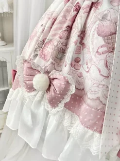 Robes Sweet Lolita robe JSK à imprimé dessin animé et cape rose ensemble deux pièces ensemble jupe pull princesse Kawaii