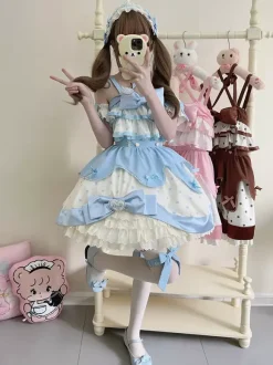 Robe Sweet Lolita en polyester sans manches robe Sweet Jumper Lolita