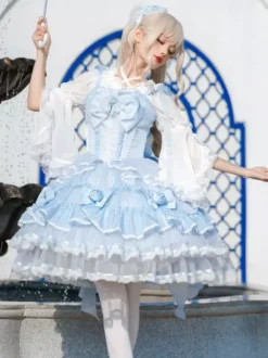 Robe Sweet Lolita en polyester pull sans manches robe Sweet Hime Lolita Tea Party Jsk