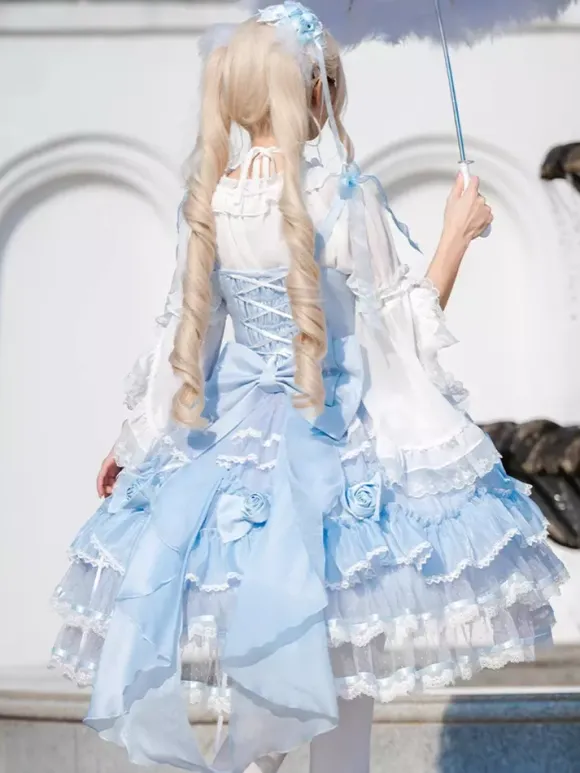 Robe Sweet Lolita en polyester pull sans manches robe Sweet Hime Lolita Tea Party Jsk