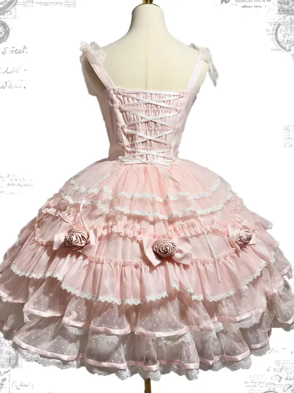 Robe Sweet Lolita en polyester pull sans manches robe Sweet Hime Lolita Tea Party Jsk