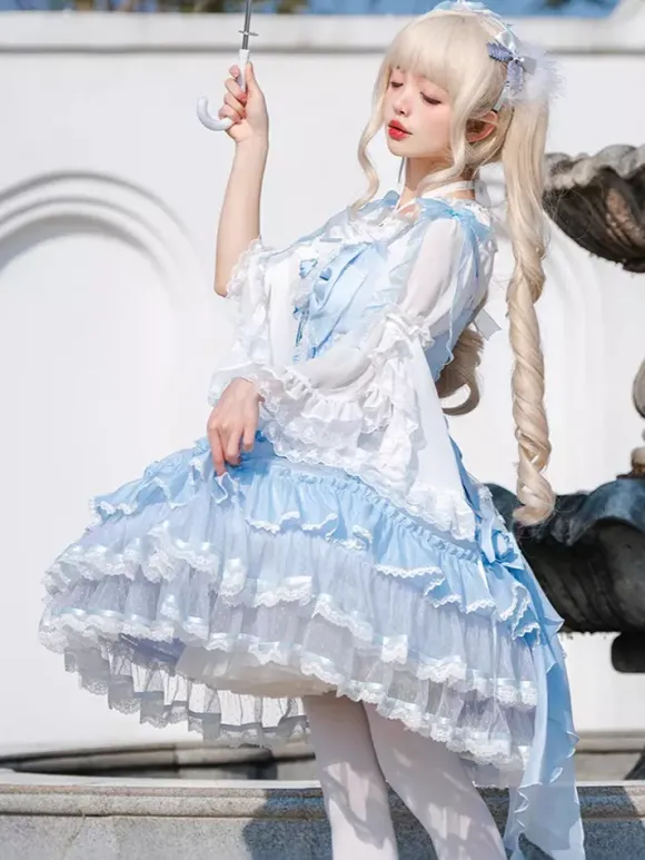 Robe Sweet Lolita en polyester pull sans manches robe Sweet Hime Lolita Tea Party Jsk