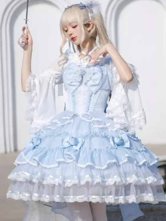 Robe Sweet Lolita en polyester pull sans manches robe Sweet Hime Lolita Tea Party Jsk