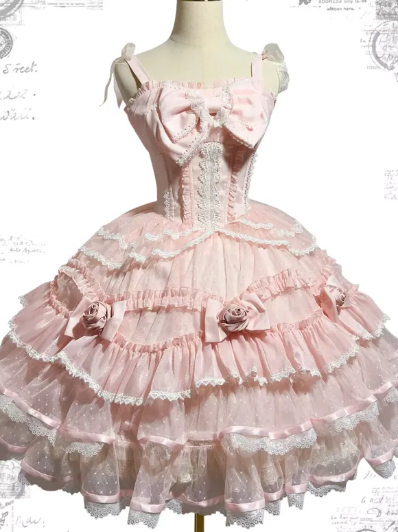 Robe Sweet Lolita en polyester pull sans manches robe Sweet Hime Lolita Tea Party Jsk